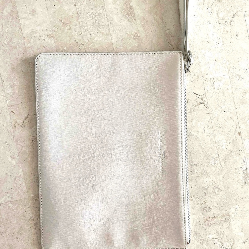 Salvatore Ferragamo Silver Textured Pouch